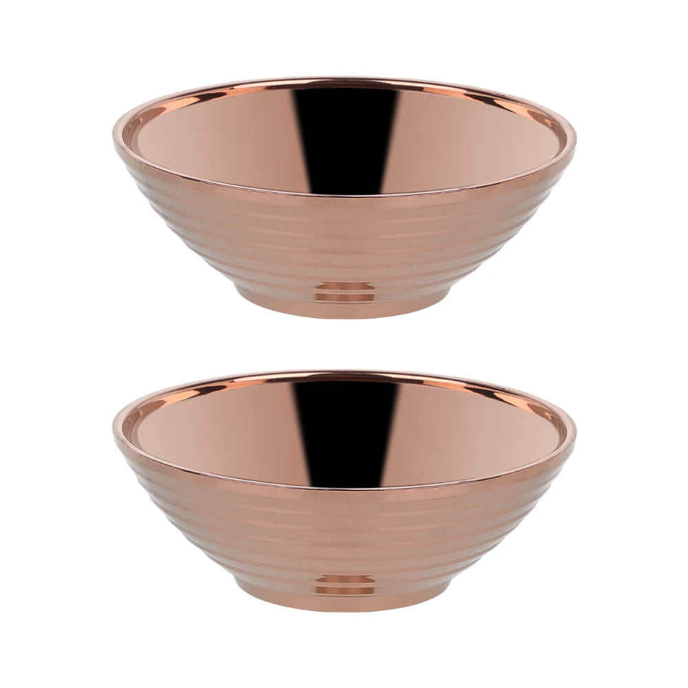 Glam Stainless Steel Insulated Colorful Set Of 2 Rose Gold Noodle Bowls