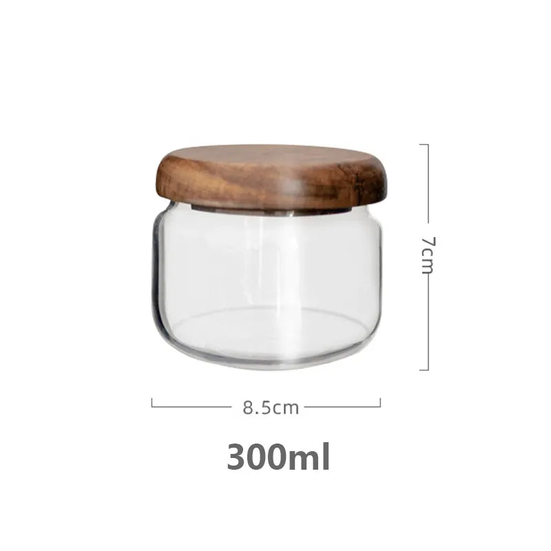 Wilder Collection Small 10oz Glass Jar With Acacia Wood Lid Canister Size Measurements