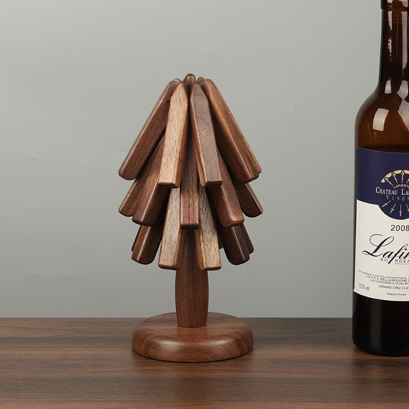 Stylish Home Decor Wine Bottle And Wood Trivet Tree