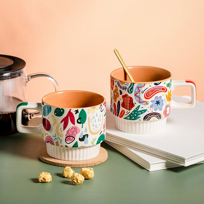 Colorful Artful Abstracts Stylish Ceramic Coffee Mugs