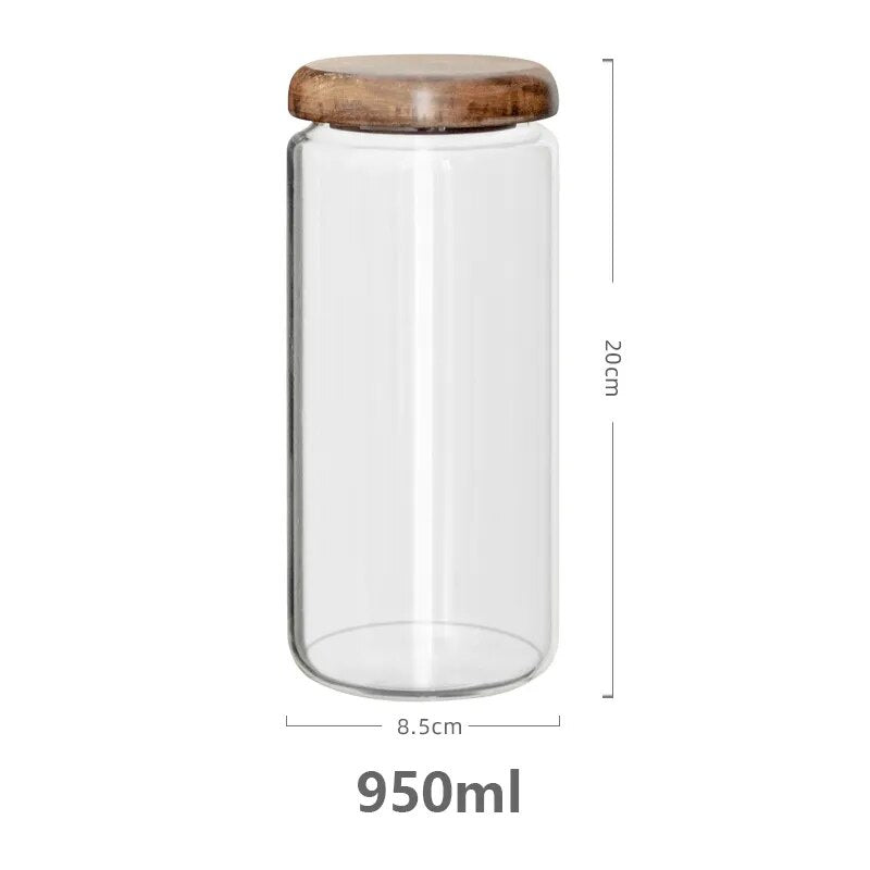 Wilder Collection Extra Large 32.1oz Glass Jar With Acacia Wood Lid Canister Size Measurements