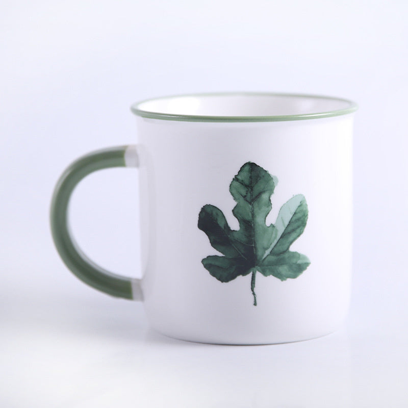 Painted Plants Style Maple Leaf Ceramic Mug