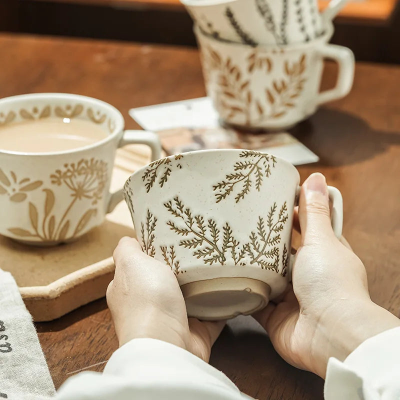 Holding Evergreen Forest Mug With Exposed Pottery Base The Organic Botanics Ceramic Tea Cup Collection