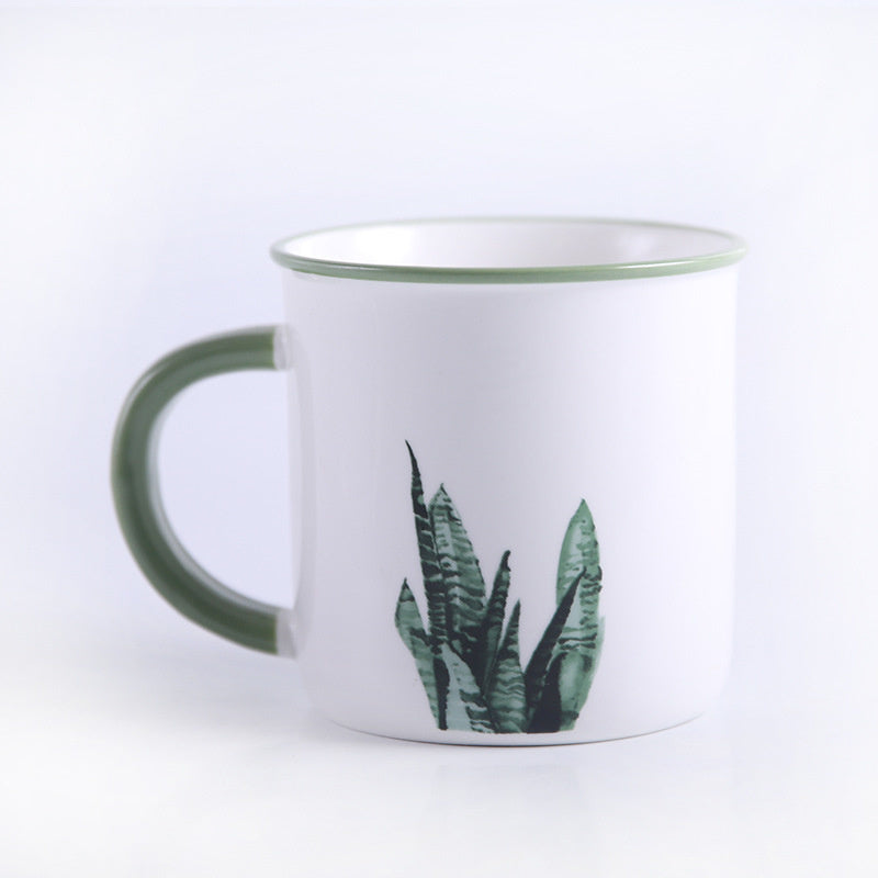 Painted Plants Style Snake Plant Ceramic Mug