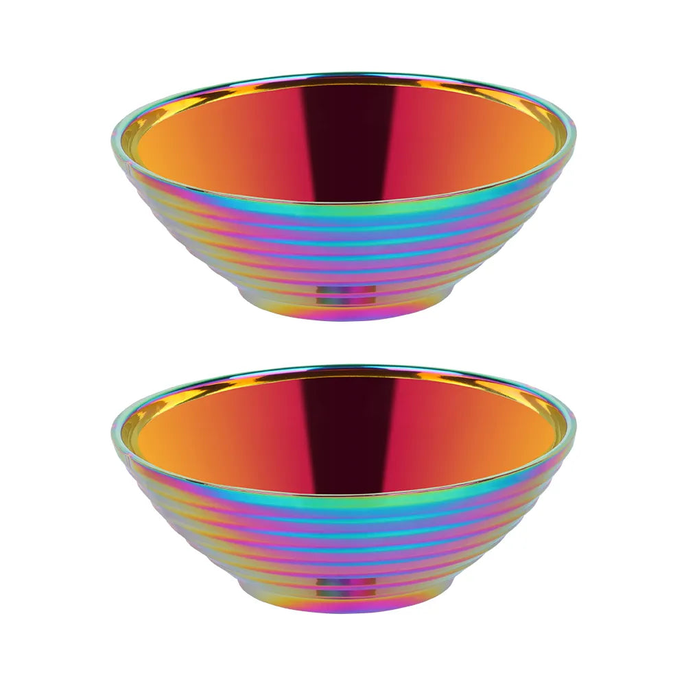 Glam Stainless Steel Insulated Colorful Set Of 2 Iridescent Noodle Bowls