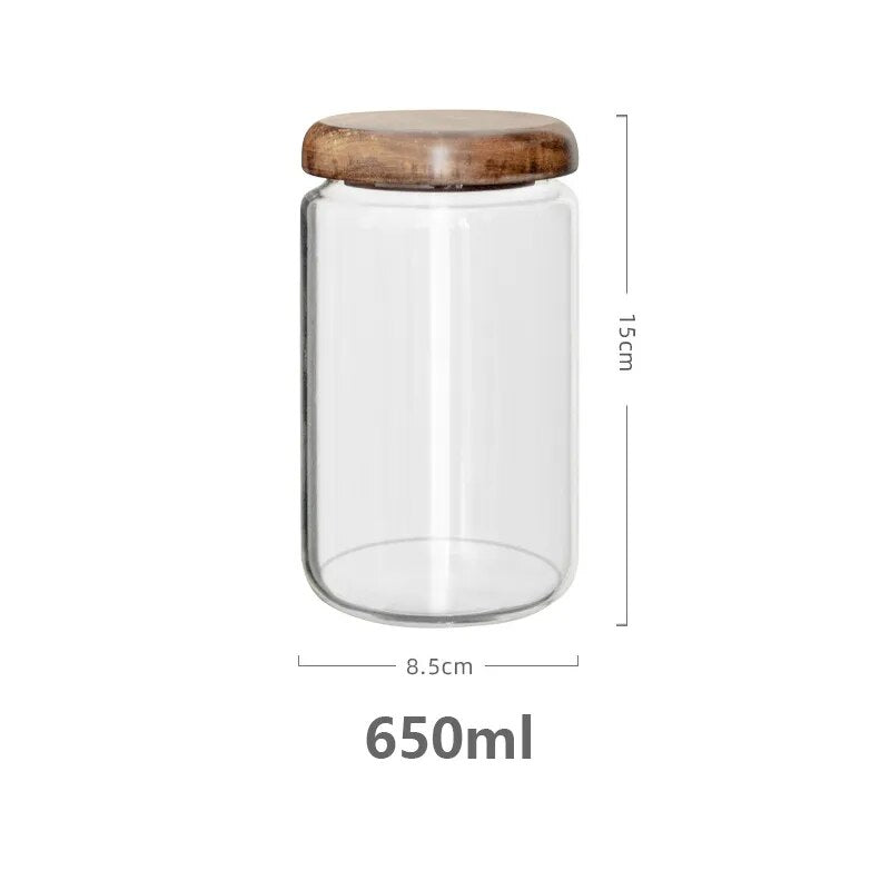 Wilder Collection Large 21.9oz Glass Jar With Acacia Wood Lid Canister Size Measurements