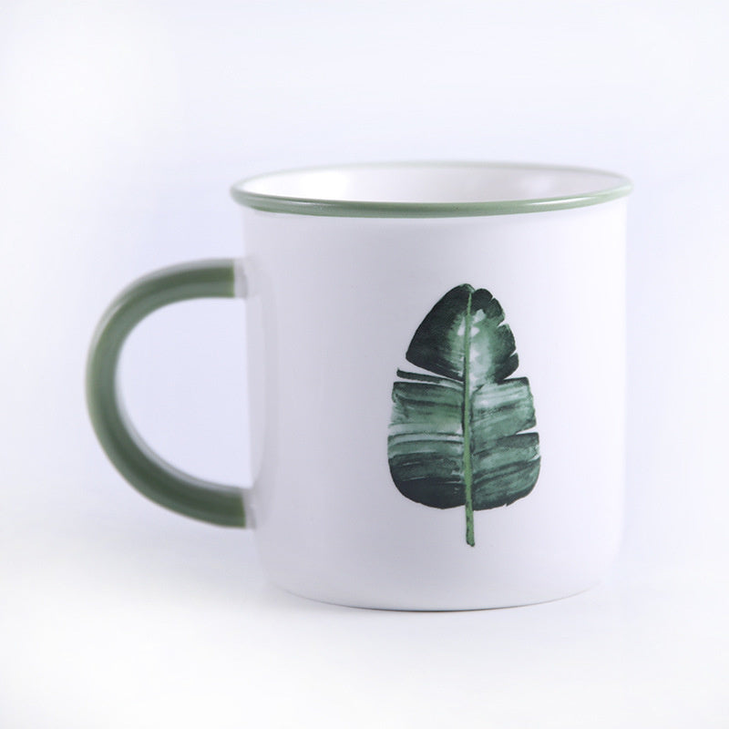 Painted Plants Style Banana Leaf Ceramic Mug