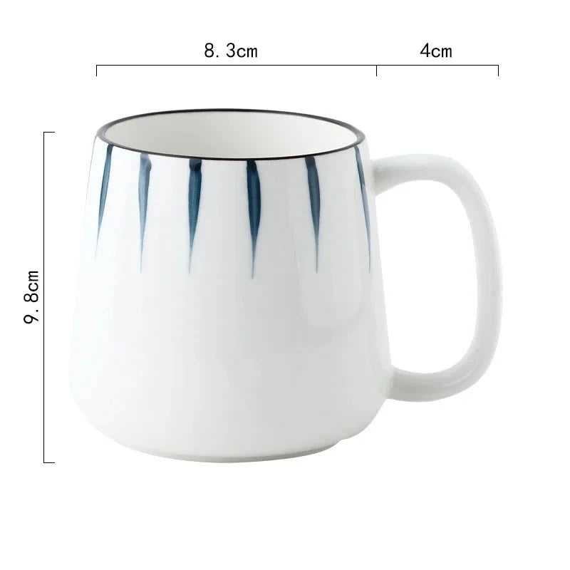 Pier Pattern Nautical Style Ceramic Mugs With Wide Base