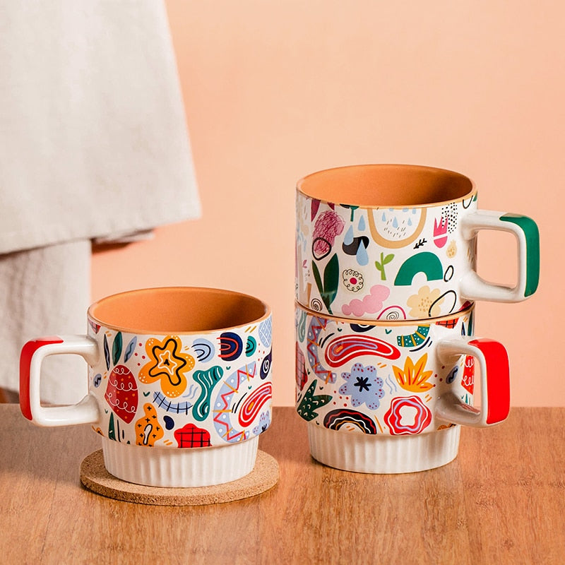 Stackable Mugs Design Artful Abstracts Stackable Ceramic Mugs – Terra Powders