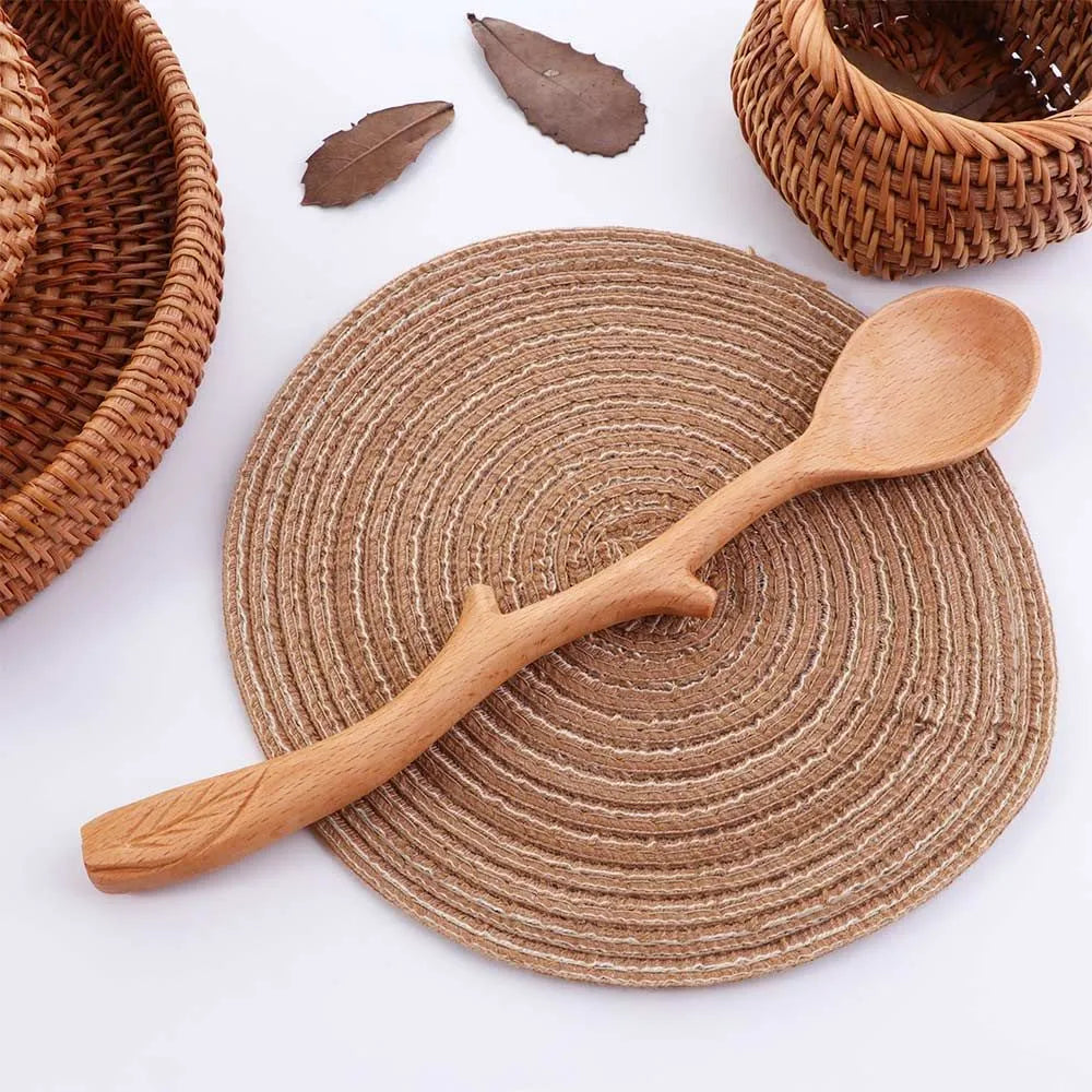 Leaves And Tree Branch Style Wooden Spoon With Leaf Carving Fall Kitchen Decor And Autumn Tablescape Ideas