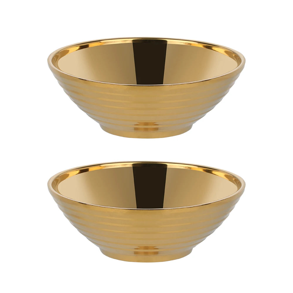 Glam Stainless Steel Insulated Colorful Set Of 2 Gold Noodle Bowls