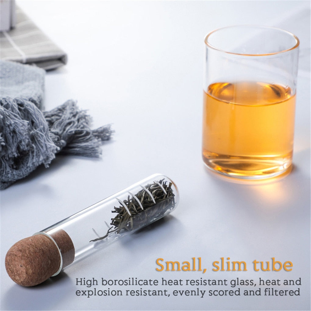 Tube Tea Diffuser Glass Tube Loose Leaf Tea & Herb Infuser With Stopper – Terra Powders