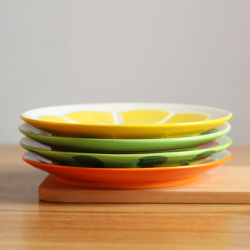 Stack Of Colorful Plates Summer Serveware Dishes Lemon Lime Watermelon And Orange Ceramic Plates
