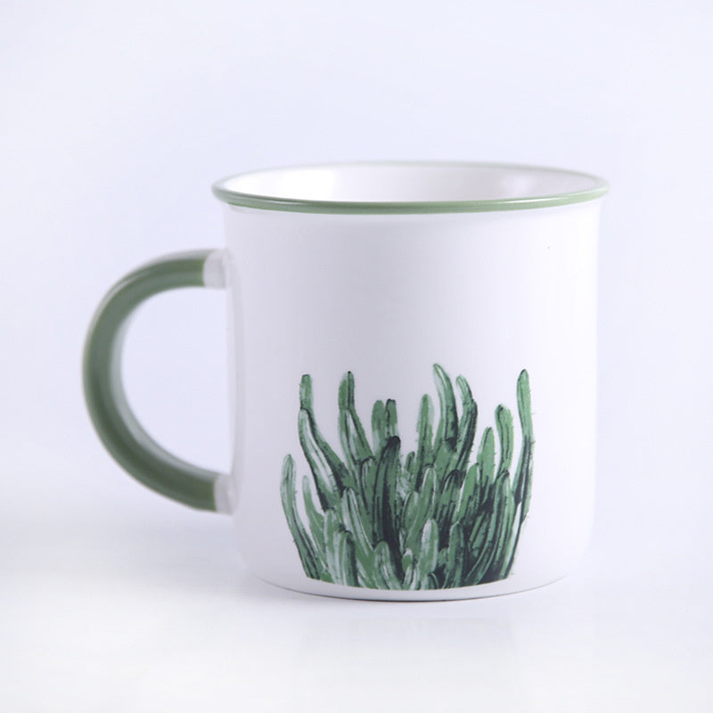 Painted Plants Style Pipe Cactus Ceramic Mug