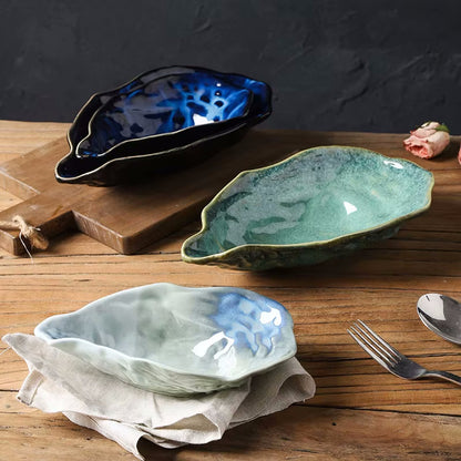 Seashore Oyster Shaped Ceramic Decorative Tableware Beautiful Gradient  Coastal Serveware