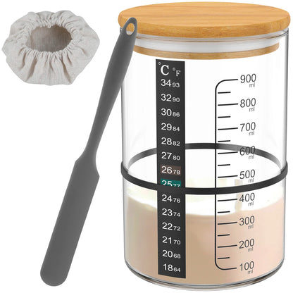 Set B Complete Sourdough Starter Kit With Glass Canister & Tools