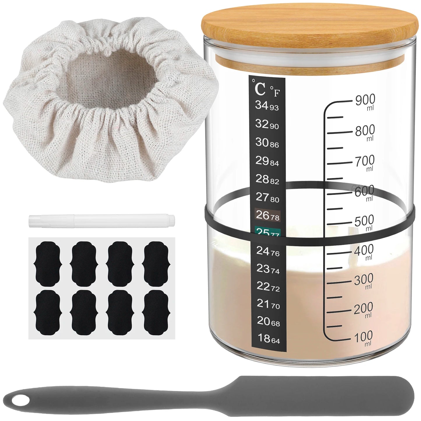 Set C Complete Sourdough Starter Kit With Glass Canister & Tools