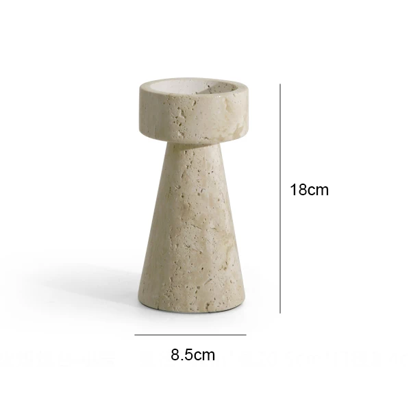 Chiaro Travertine Stone Pillar Candle Holders Short Size