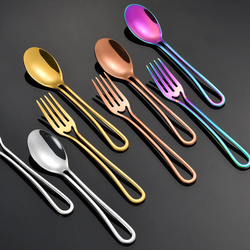 Silver Gold Rose Gold And Rainbow Iridescent Silverware With Minimalist Style