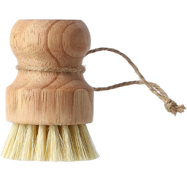 Natural Fiber Round Scrub Brush With Wood Handle – Terra Powders