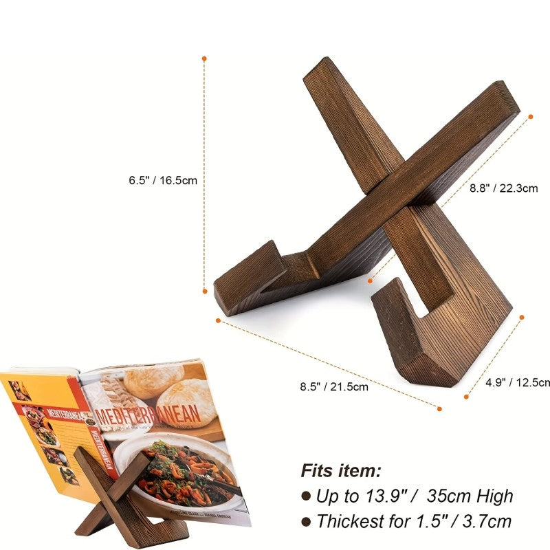Size Measurements Of Cross Style Wooden Book Stand For Recipe Cookbooks