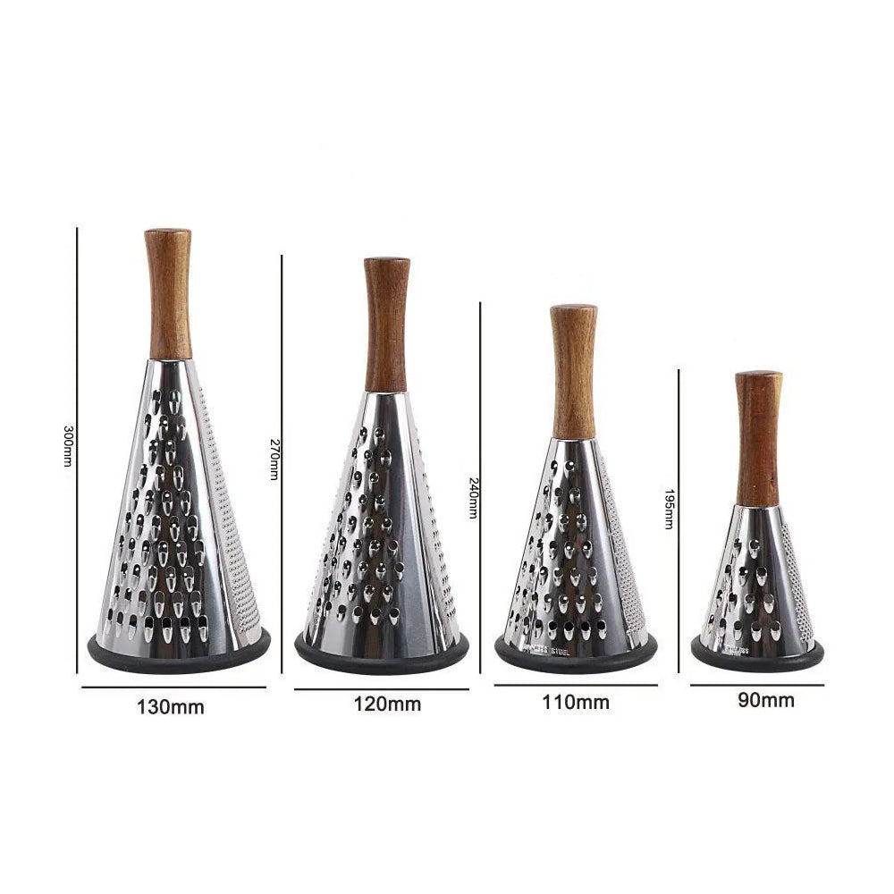 Sizes Of Luxury Chef Stainless Steel Cone Graters With Wood Handles Kitchen Tools From Terra Powders