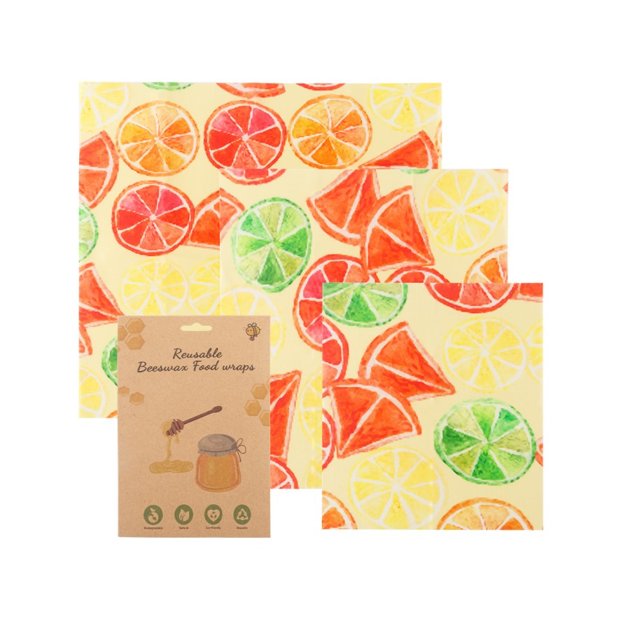 Beeswax Wrap Assorted Size 3 Pack Summer Citrus Print