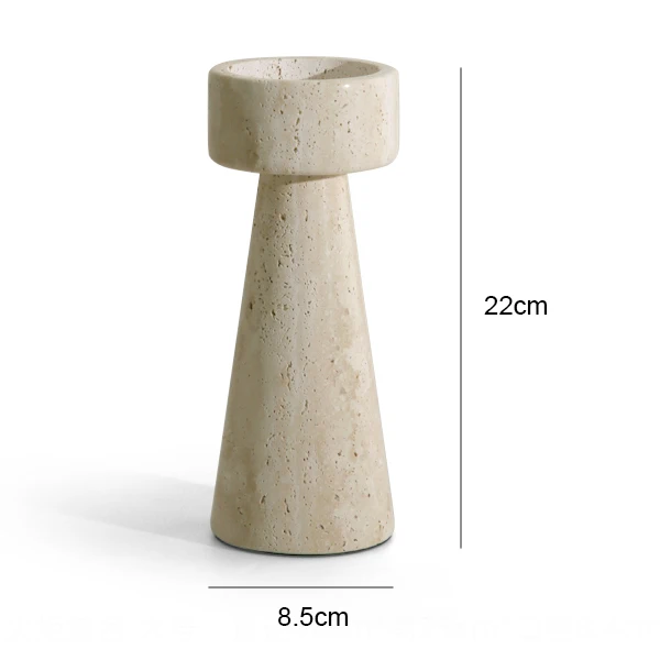 Chiaro Travertine Stone Pillar Candle Holders Tall Size