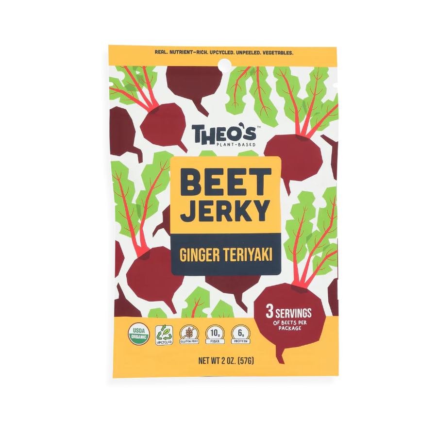 Theo's Plant Based Organic Beet Jerky Ginger Teriyaki 2oz