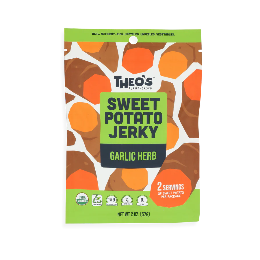 Theo's Plant Based Organic Sweet Potato Jerky Garlic Herb 2oz