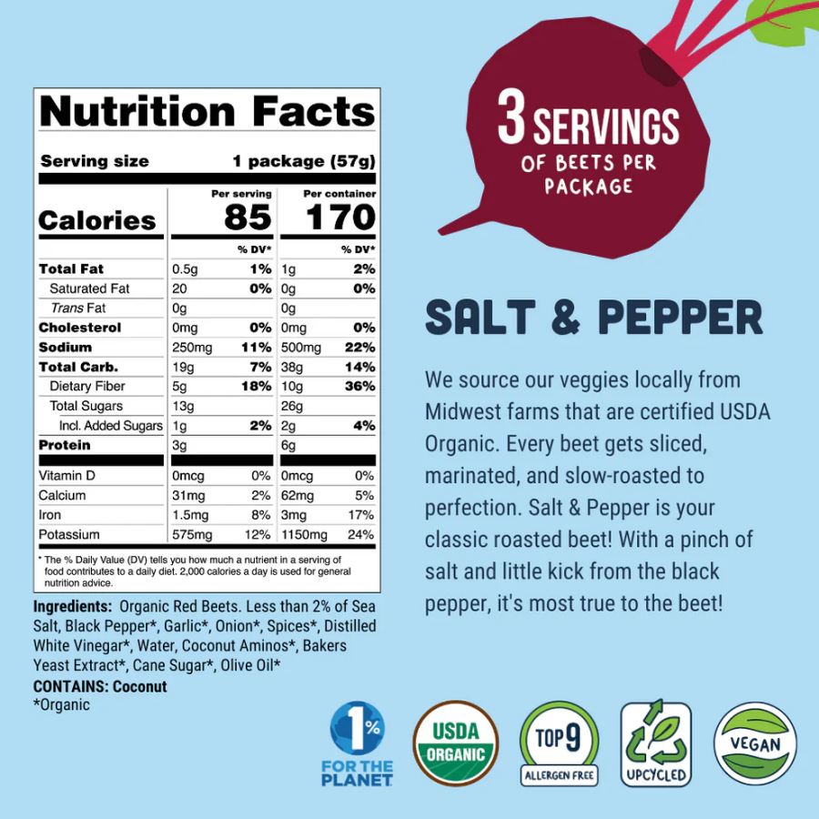 Salt & Pepper Beet Jerky Ingredients Theos Plant Based Vegan Jerky Top 9 Allergen Free
