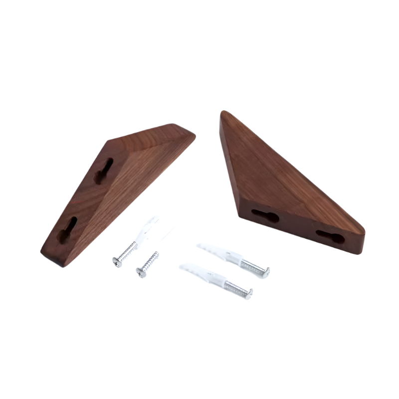 Two Real Walnut Wood Triangle Wall Mounted Hooks With Hardware Modern Naturalist Decor