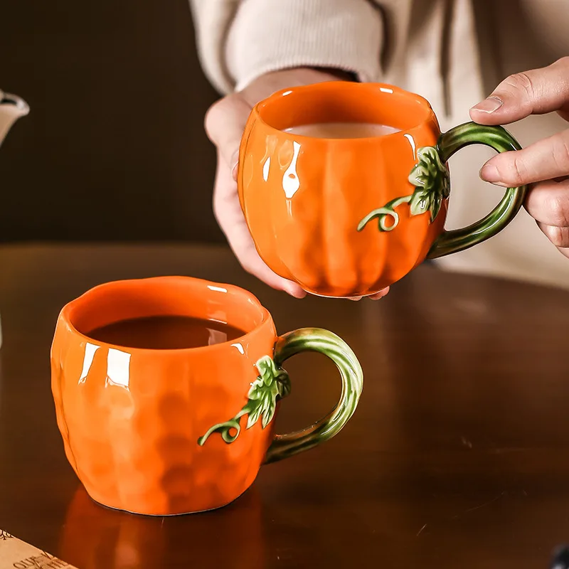 Enchanted Pumpkin Shaped Ceramic Mugs