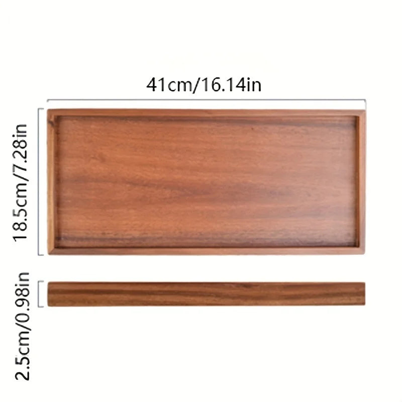 Modern Luxury Wood Rectangle Tray Size D With Recessed Handles