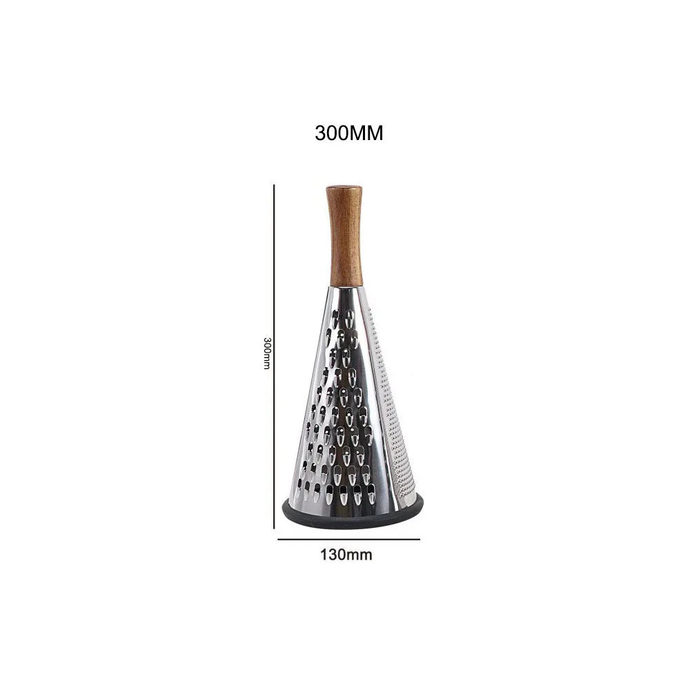 Variant L Grater Stainless Steel Cone Shape Kitchen Grater With Wood Handle In Luxury Chef Style Large Size Shredder Measurements