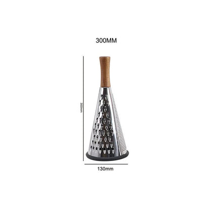 Variant L Grater Stainless Steel Cone Shape Kitchen Grater With Wood Handle In Luxury Chef Style Large Size Shredder Measurements