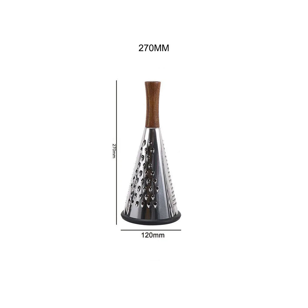 Variant M Grater Stainless Steel Cone Shape Kitchen Grater With Wood Handle In Luxury Chef Style Medium Size Shredder Measurements