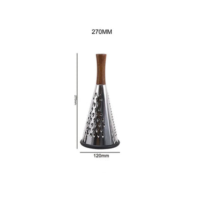 Variant M Grater Stainless Steel Cone Shape Kitchen Grater With Wood Handle In Luxury Chef Style Medium Size Shredder Measurements