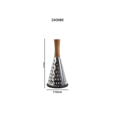 Variant S Grater Stainless Steel Cone Shape Kitchen Grater With Wood Handle In Luxury Chef Style Small Size Shredder Measurements