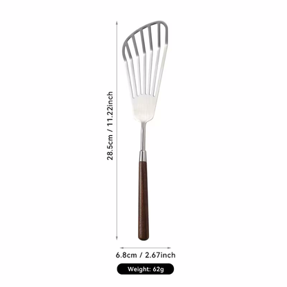 Slotted Turner Utensil Size Measurements Luxury Chef Sleek Wood Stainless Steel Kitchen Tool