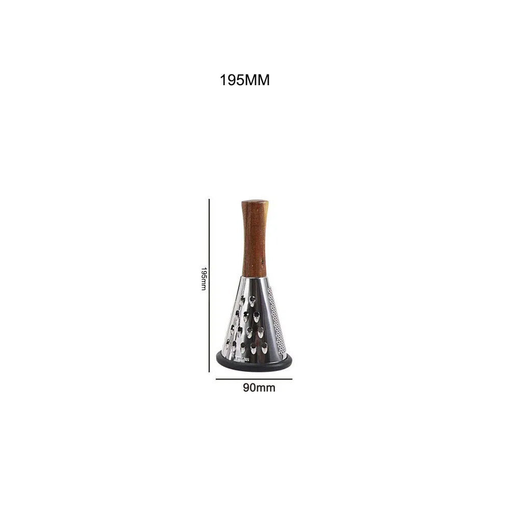 Variant XS Grater Stainless Steel Cone Shape Kitchen Grater With Wood Handle In Luxury Chef Style Extra Small Size Shredder Measurements