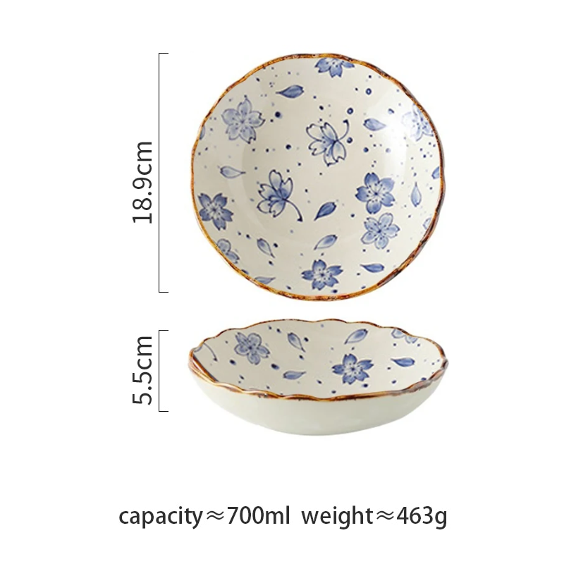 Vintage Spring Farmhouse Style Floral Ceramic Bowl Measurements