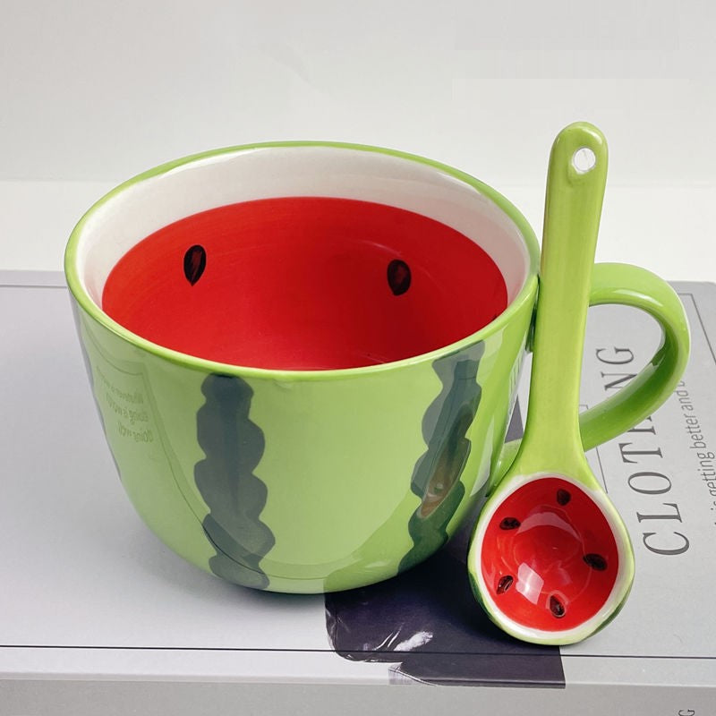 Summer Fruit Style Watermelon Mug And Matching Spoon Set