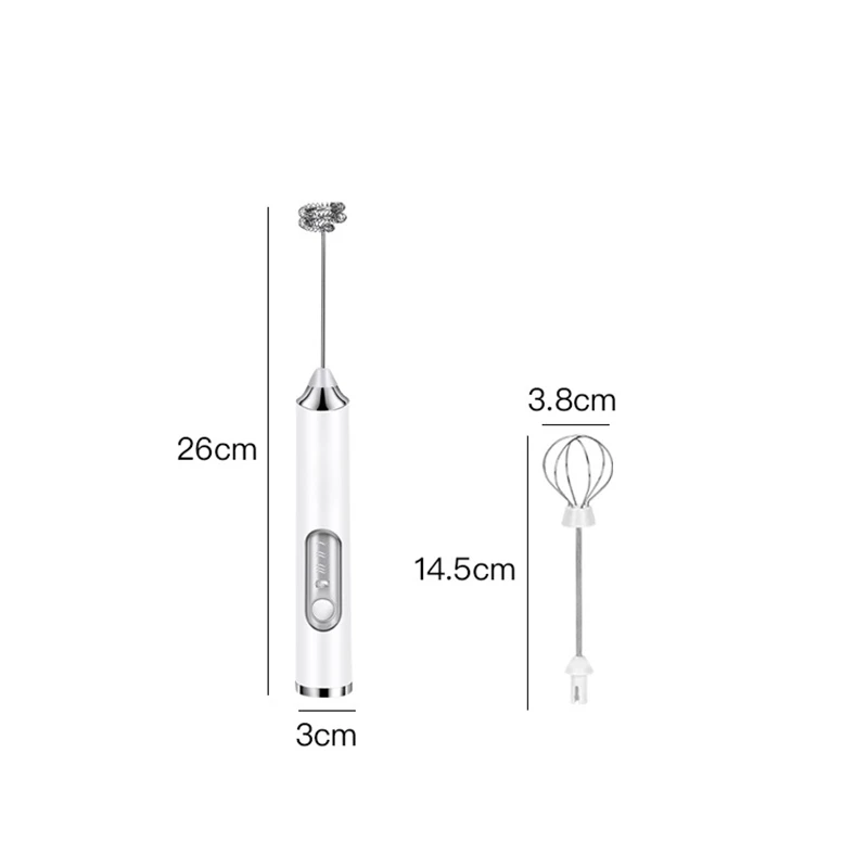 White Modern Handheld USB Rechargeable Milk Frother