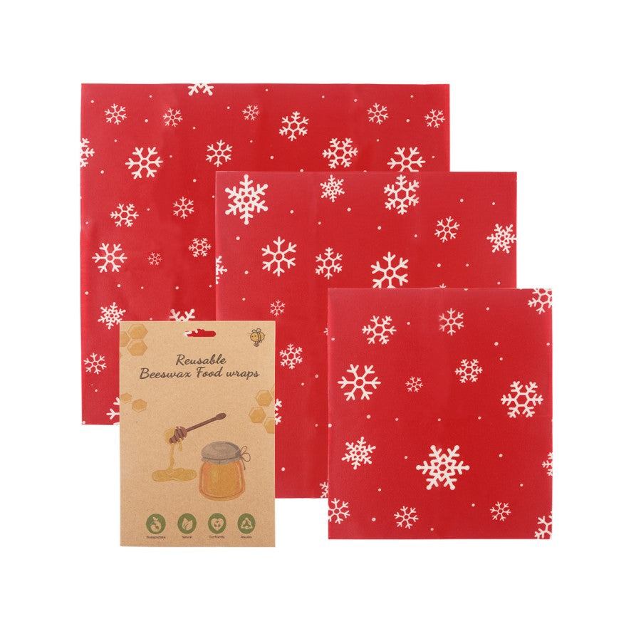 Beeswax Wrap Assorted Size 3 Pack Winter Snow Print
