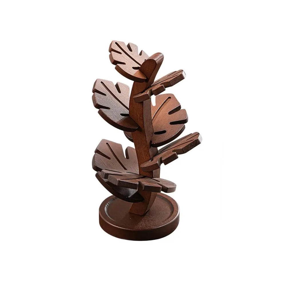 Wood Leaf Shaped Drink Coaster Tree