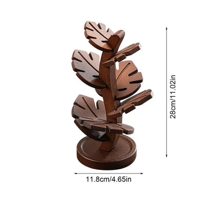Wood Leaf Shaped Drink Coaster Tree
