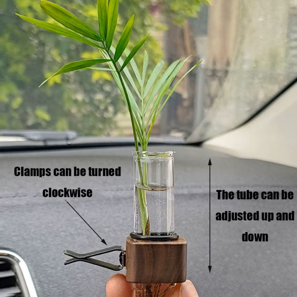 Auto Vase Wood & Glass Tube Car Bud Vases With Vent Clip – Terra Powders
