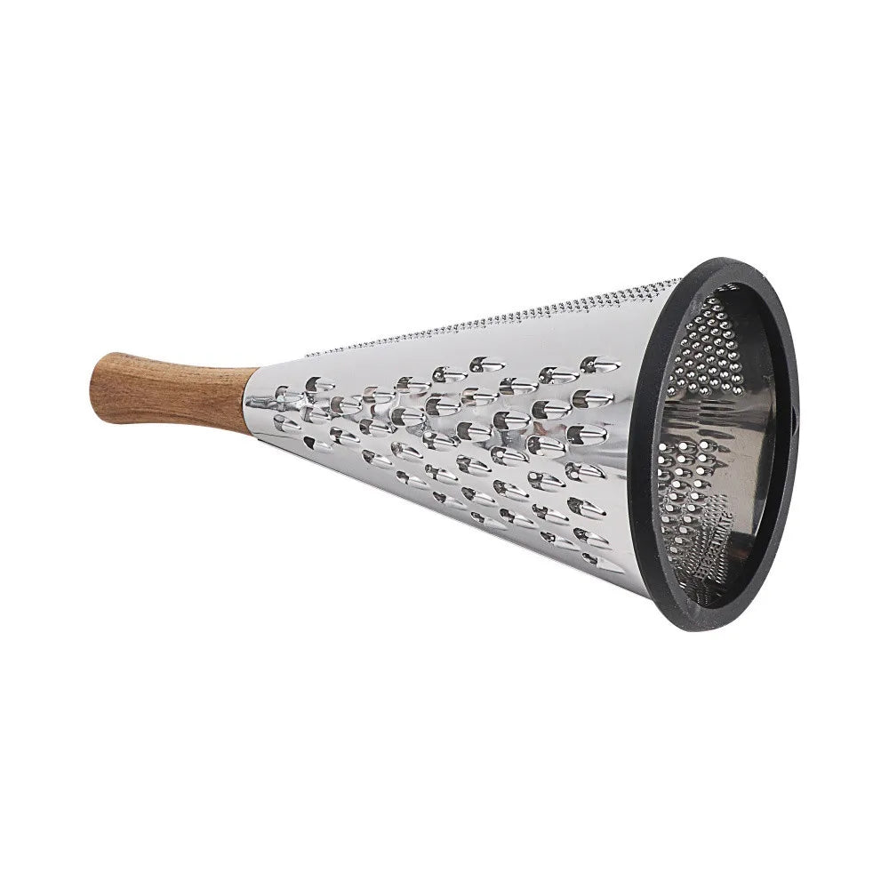 Wood Handle Stainless Steel Cone Shape Grater Kitchen Tool