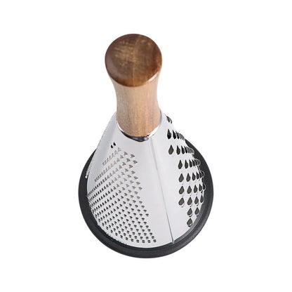 Wood Handled Stainless Steel Metal Grater With Various Shred Sizes